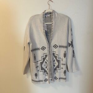 Aztec Patterned Open Front Cardigan